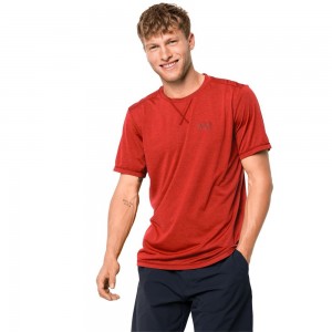 Camiseta Jack Wolfskin Crosstrail Hombre Naranjas Rojos | YB2945106