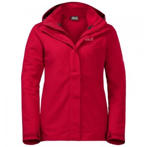 Chaqueta 3 En 1 Jack Wolfskin Pouring Rain Mujer Rojos | AC5892473