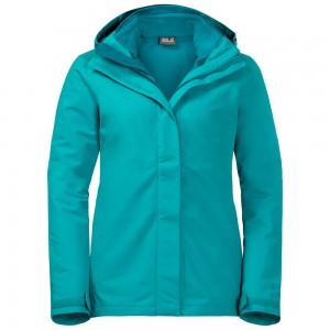 Chaqueta 3 En 1 Jack Wolfskin Pouring Rain Mujer Turquesa Claro | IL2163804