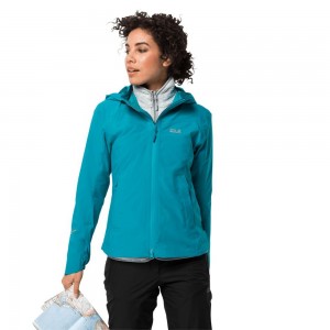 Chaqueta Impermeable Jack Wolfskin Atlas Tour Mujer Azules Oscuro | YC4803251