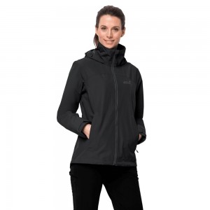 Chaqueta Impermeable Jack Wolfskin Evandale Mujer Negros | PG2874061