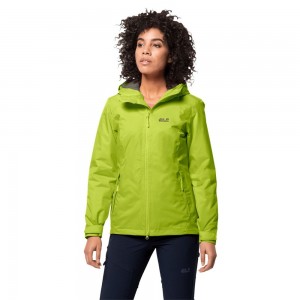 Chaqueta Impermeable Jack Wolfskin Frosty Morning Mujer Verdes Claro | EC8613504