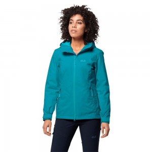 Chaqueta Impermeable Jack Wolfskin Frosty Morning Mujer Azules Oscuro | DO3298051