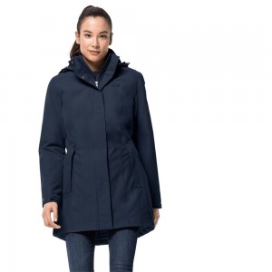 Chaqueta Impermeable Jack Wolfskin Madison Avenue Mujer Azules | KH8319652