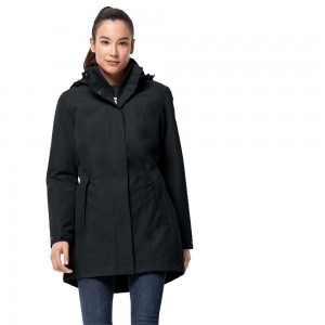 Chaqueta Impermeable Jack Wolfskin Madison Avenue Mujer Negros | PW5348217