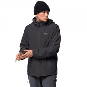 Chaqueta Impermeable Jack Wolfskin Stormy Point Hombre Negros | SX4853926