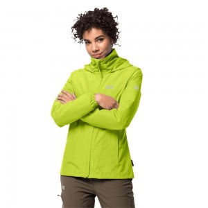 Chaqueta Impermeable Jack Wolfskin Stormy Point Mujer Verdes Claro | OX4163207