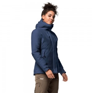 Chaqueta Impermeable Jack Wolfskin Troposphere Mujer Azules Oscuro | PO6873495