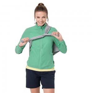 Chaqueta Softshell Jack Wolfskin Jwp Wind Mujer Verdes | QF6308592