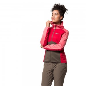 Chaqueta deportiva Jack Wolfskin Mount Isa Fleece Mujer Rojos | OV0193627