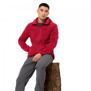 Chaquetas De Lana Jack Wolfskin Skywind Hooded Hombre Rojos | JF3850641