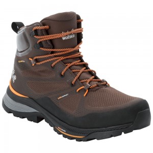 Tenis de Senderismo Jack Wolfskin Force Striker Texapore Mid Hombre Black/Orange | UD8621907