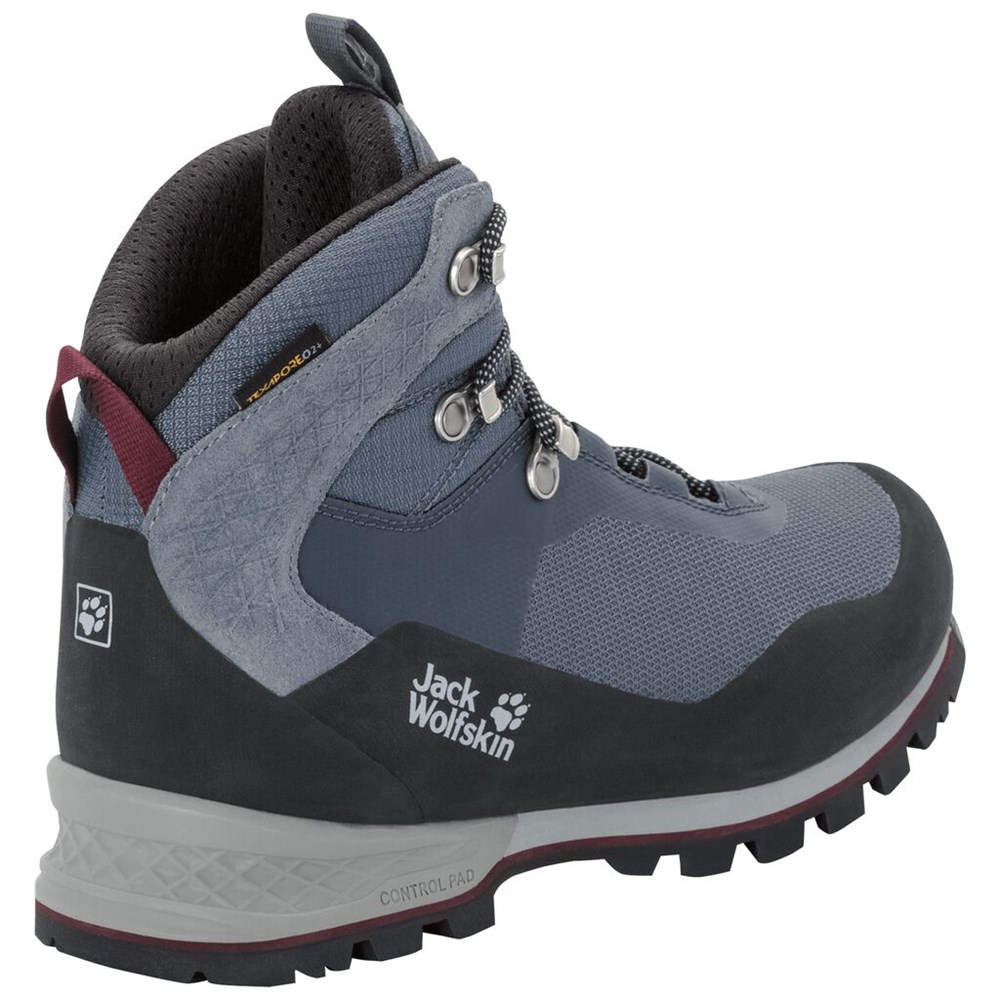 Botas Para Caminar Jack Wolfskin Wilderness Lite Texapore Mid Mujer Grey/Burgundy | LC9042156