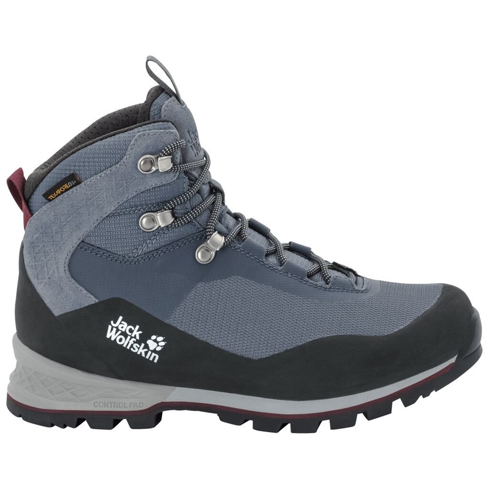 Botas Para Caminar Jack Wolfskin Wilderness Lite Texapore Mid Mujer Grey/Burgundy | LC9042156