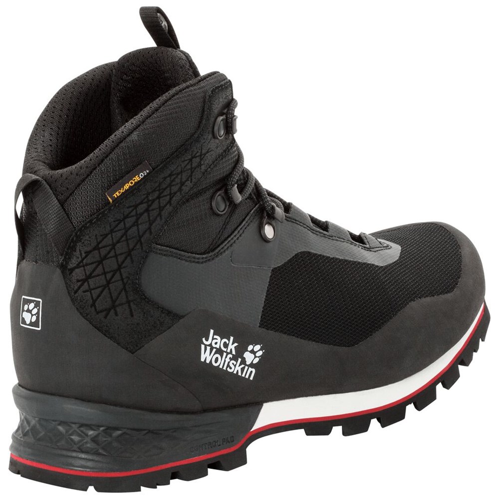 Botas Para Caminar Jack Wolfskin Wilderness Lite Texapore Mid Hombre Black/Red | UM7350416