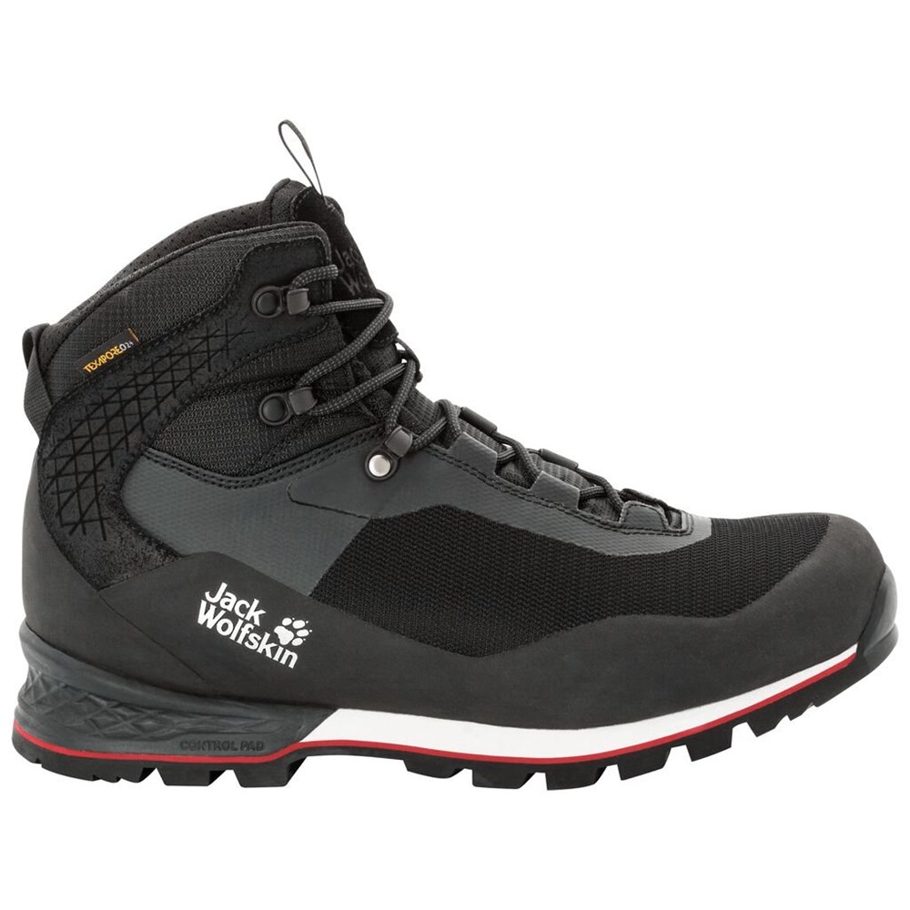 Botas Para Caminar Jack Wolfskin Wilderness Lite Texapore Mid Hombre Black/Red | UM7350416