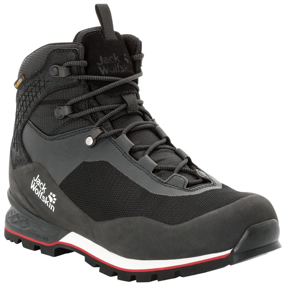 Botas Para Caminar Jack Wolfskin Wilderness Lite Texapore Mid Hombre Black/Red | UM7350416