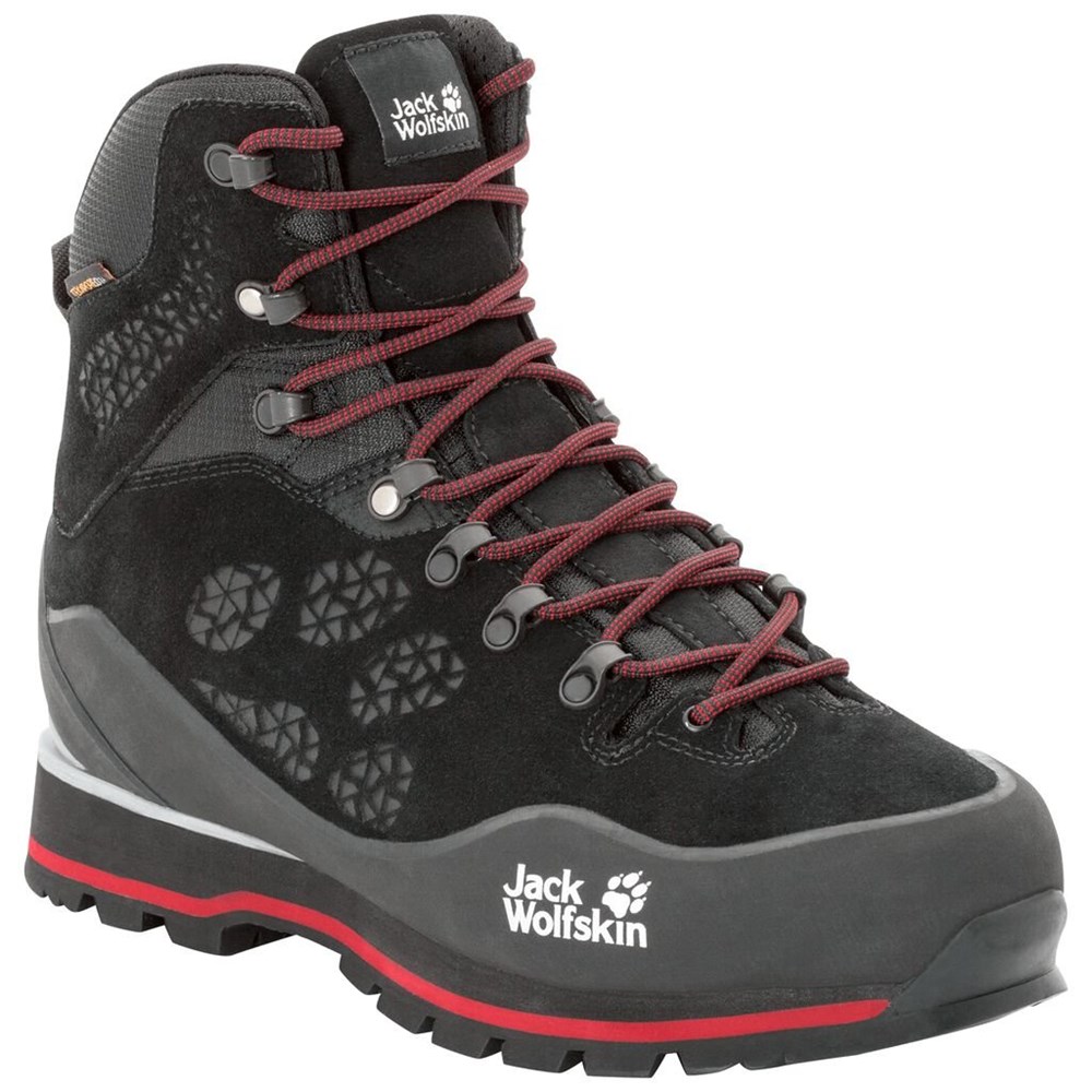 Botas Para Caminar Jack Wolfskin Wilderness Peak Texapore Mid Hombre Black/Red | RT9371640