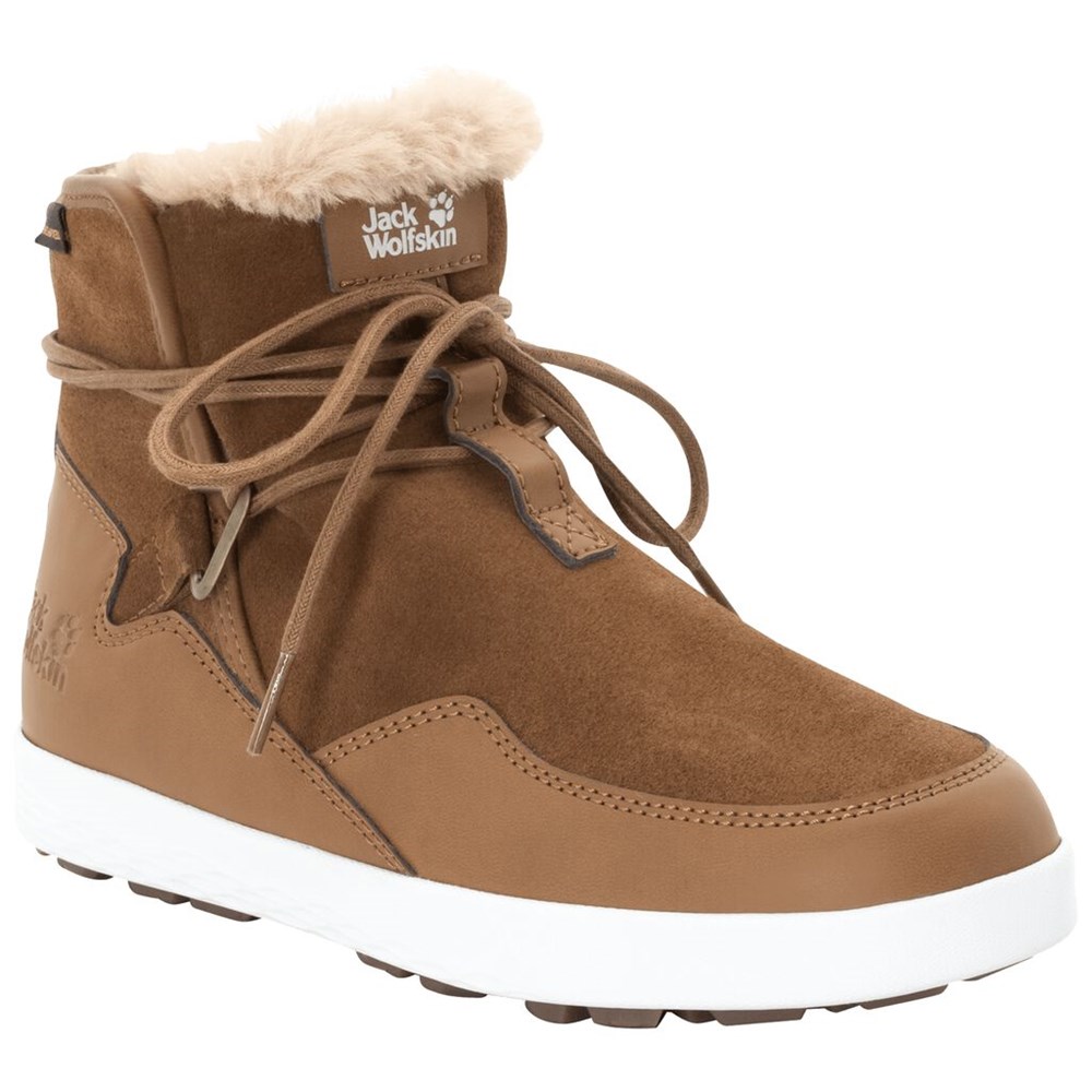 Botas de Invierno Jack Wolfskin Auckland Wt Texapore Mujer Brown/White | LZ7504826