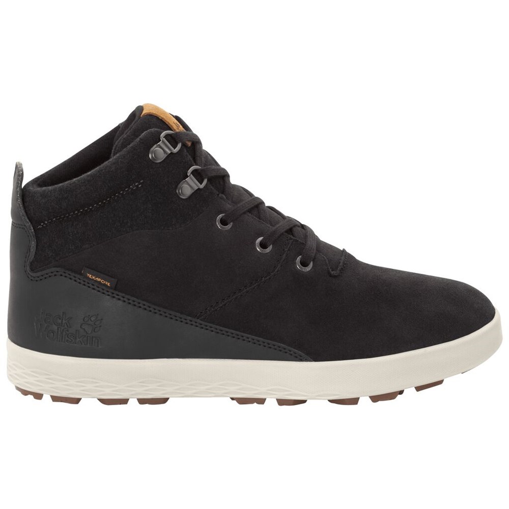 Botas de Invierno Jack Wolfskin Auckland Wt Texapore Mid Hombre Black/Beige | XJ5970423