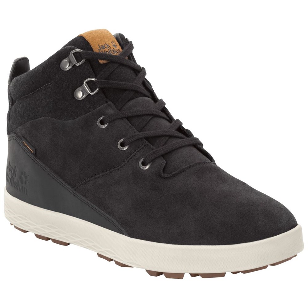 Botas de Invierno Jack Wolfskin Auckland Wt Texapore Mid Hombre Black/Beige | XJ5970423