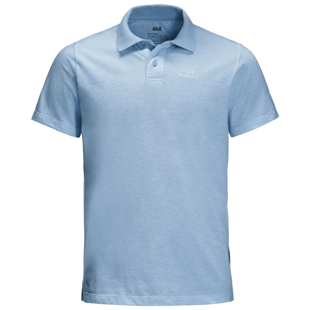 Camisa Polo Jack Wolfskin Pique Hombre Azules Claro | RS9374512