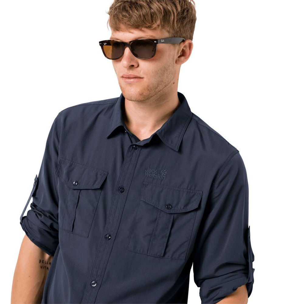 Camisas Jack Wolfskin Atacama Roll-up Hombre Azules | LY0716249