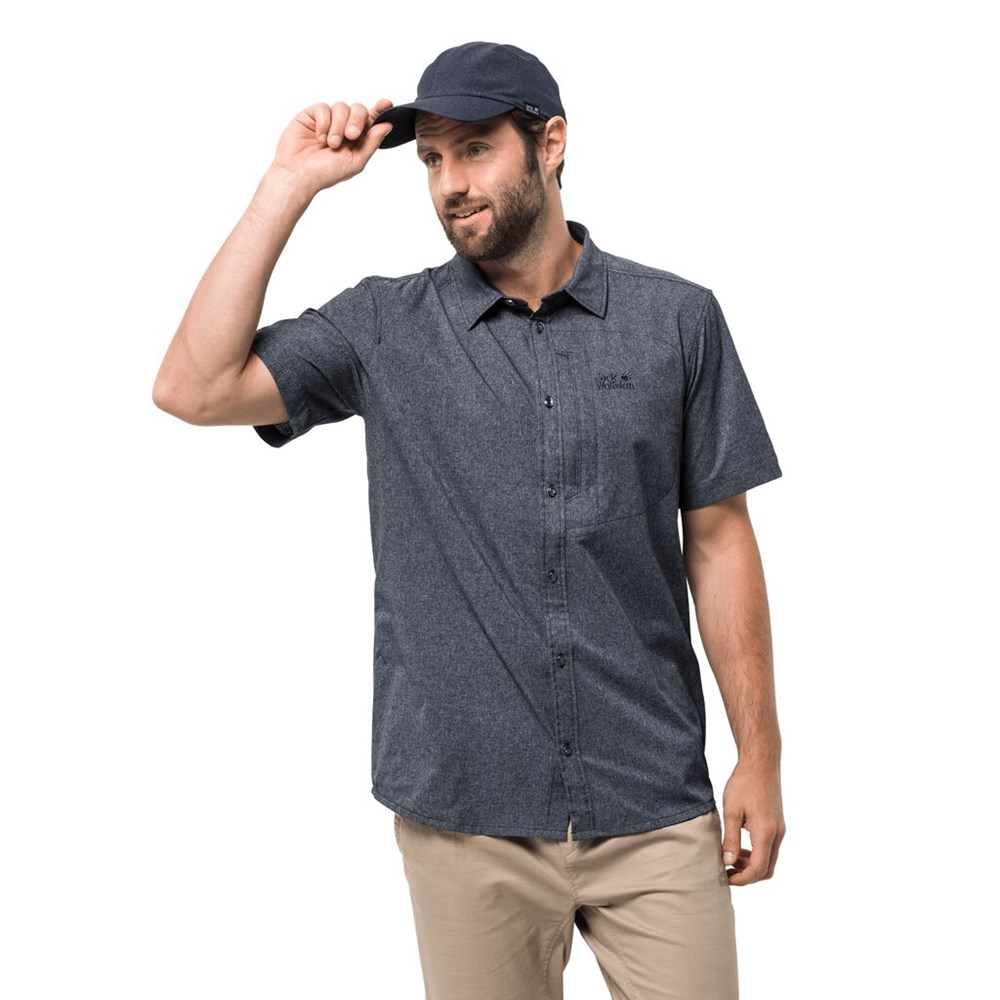 Camisas Jack Wolfskin Barrel Hombre Azules | OJ9562047