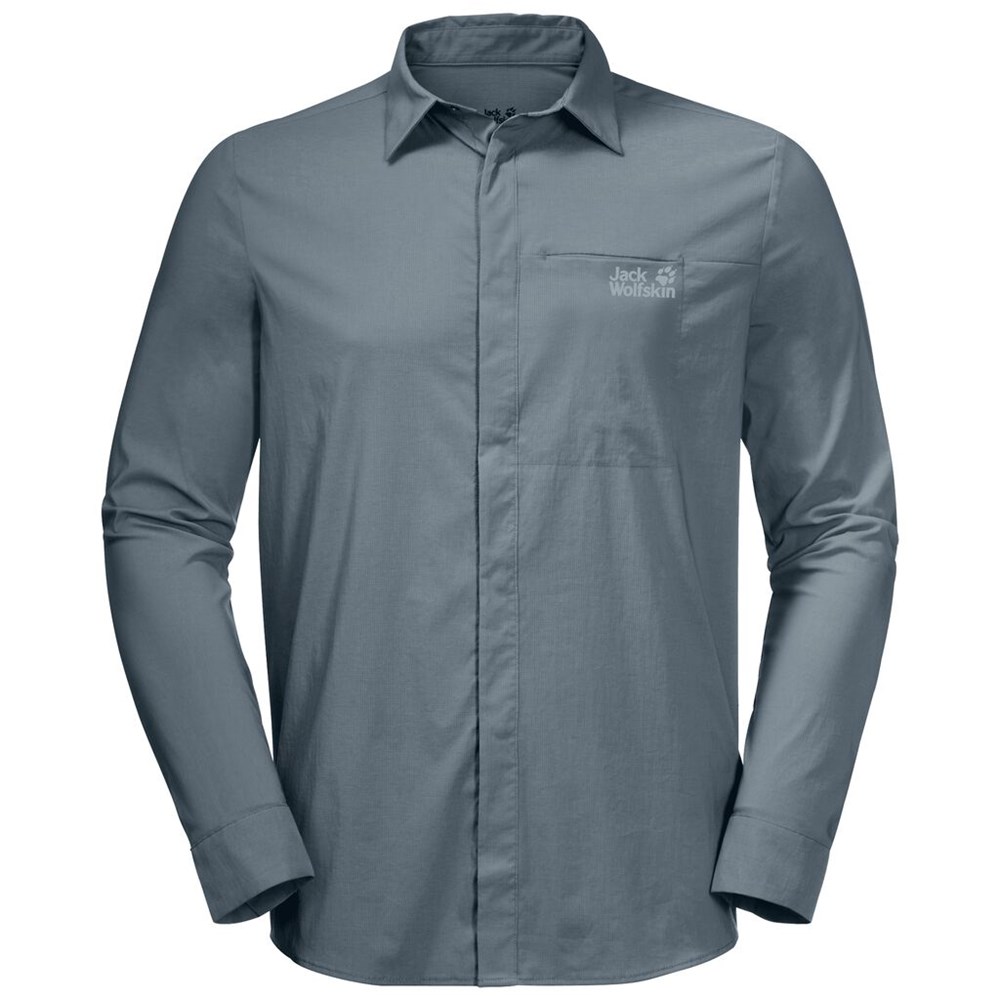 Camisas Jack Wolfskin Jwp Ls Hombre Grises | CR0578946