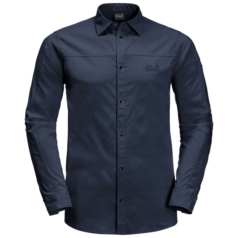 Camisas Jack Wolfskin Kenovo Ls Hombre Azules | VP8759461