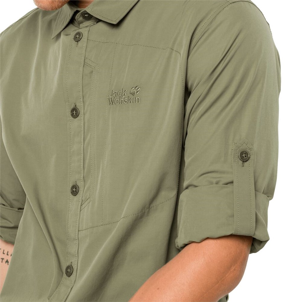 Camisas Jack Wolfskin Lakeside Roll-up Hombre Kaki | AZ1720946