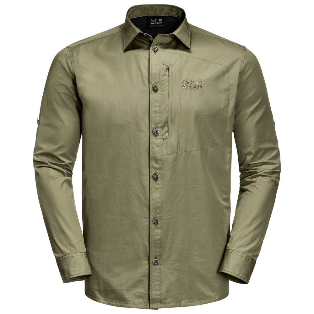 Camisas Jack Wolfskin Lakeside Roll-up Hombre Kaki | AZ1720946