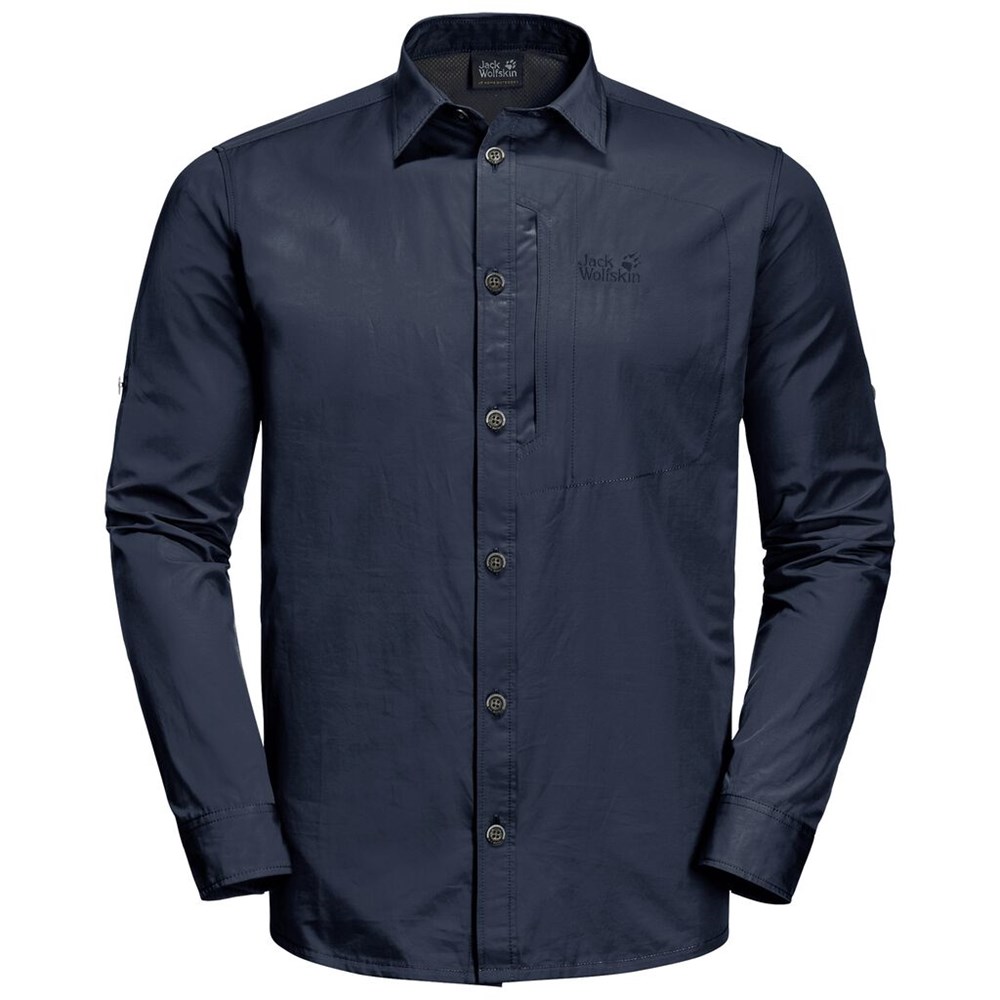 Camisas Jack Wolfskin Lakeside Roll-up Hombre Azules | ZS3960758