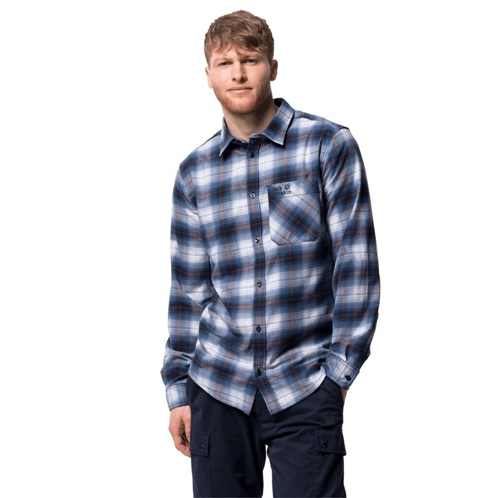 Camisas Jack Wolfskin Light Valley Hombre Azules | PV4360827