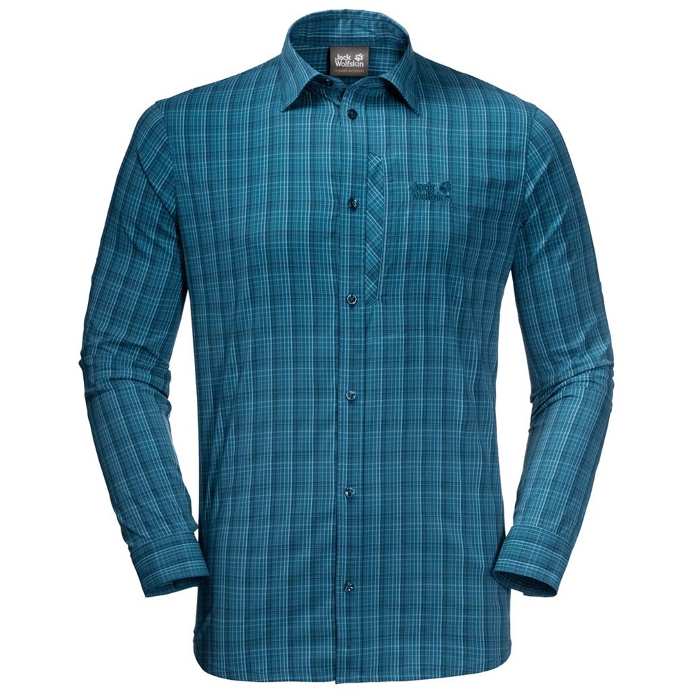 Camisas Jack Wolfskin Rays Flex Hombre Azules | EG0521978