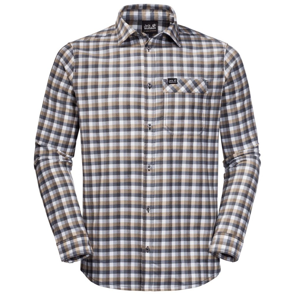 Camisas Jack Wolfskin River Town Hombre Grises | AL9504176