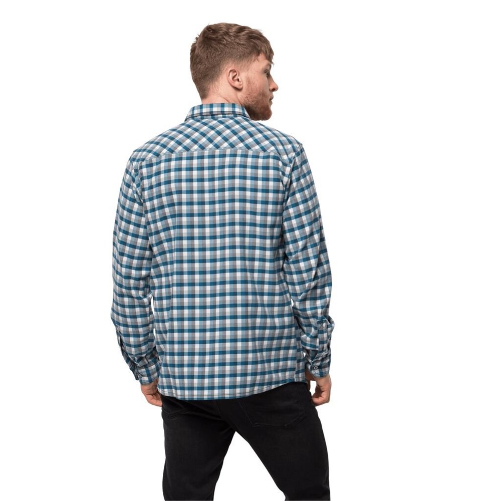 Camisas Jack Wolfskin River Town Hombre Azules | AZ3647950