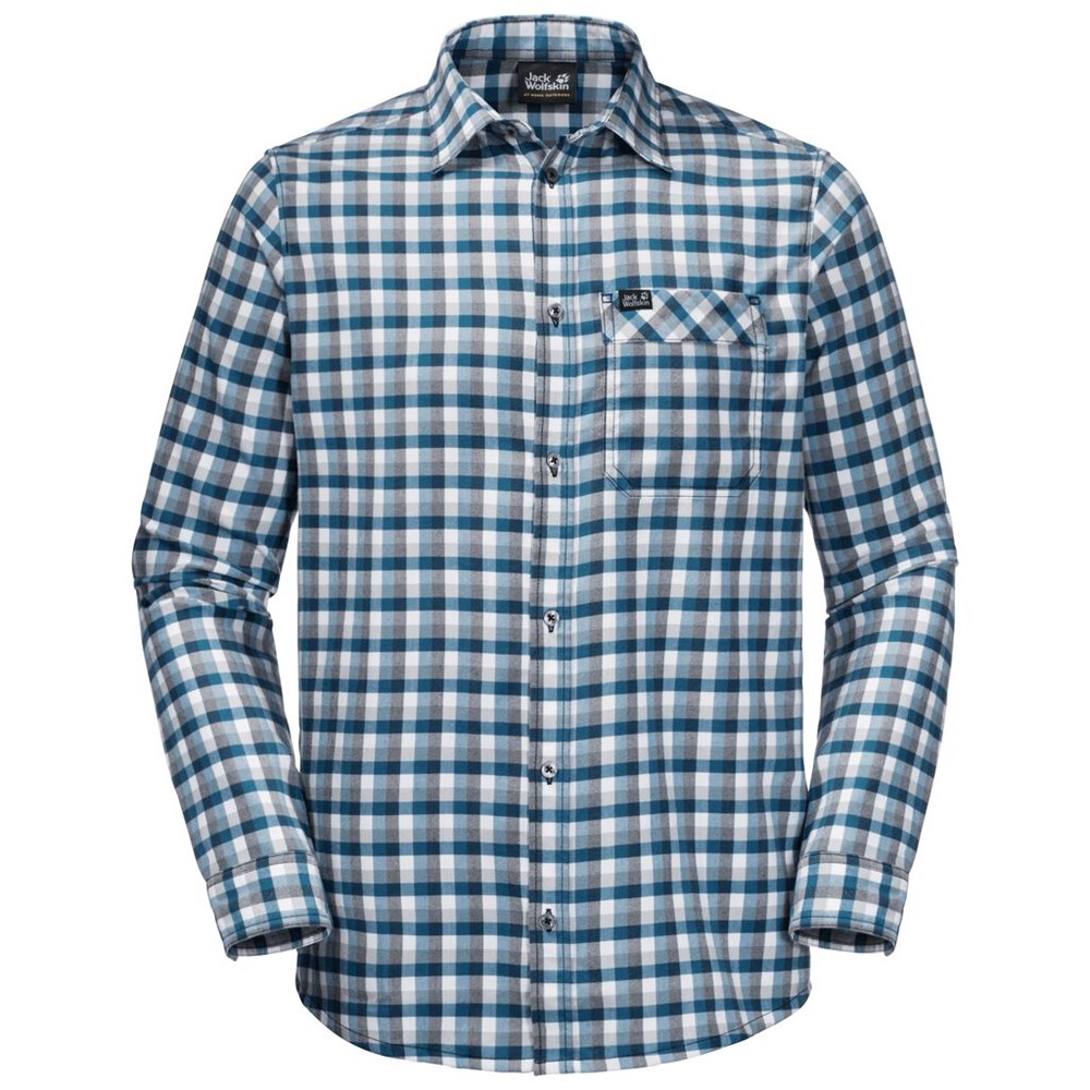 Camisas Jack Wolfskin River Town Hombre Azules | AZ3647950