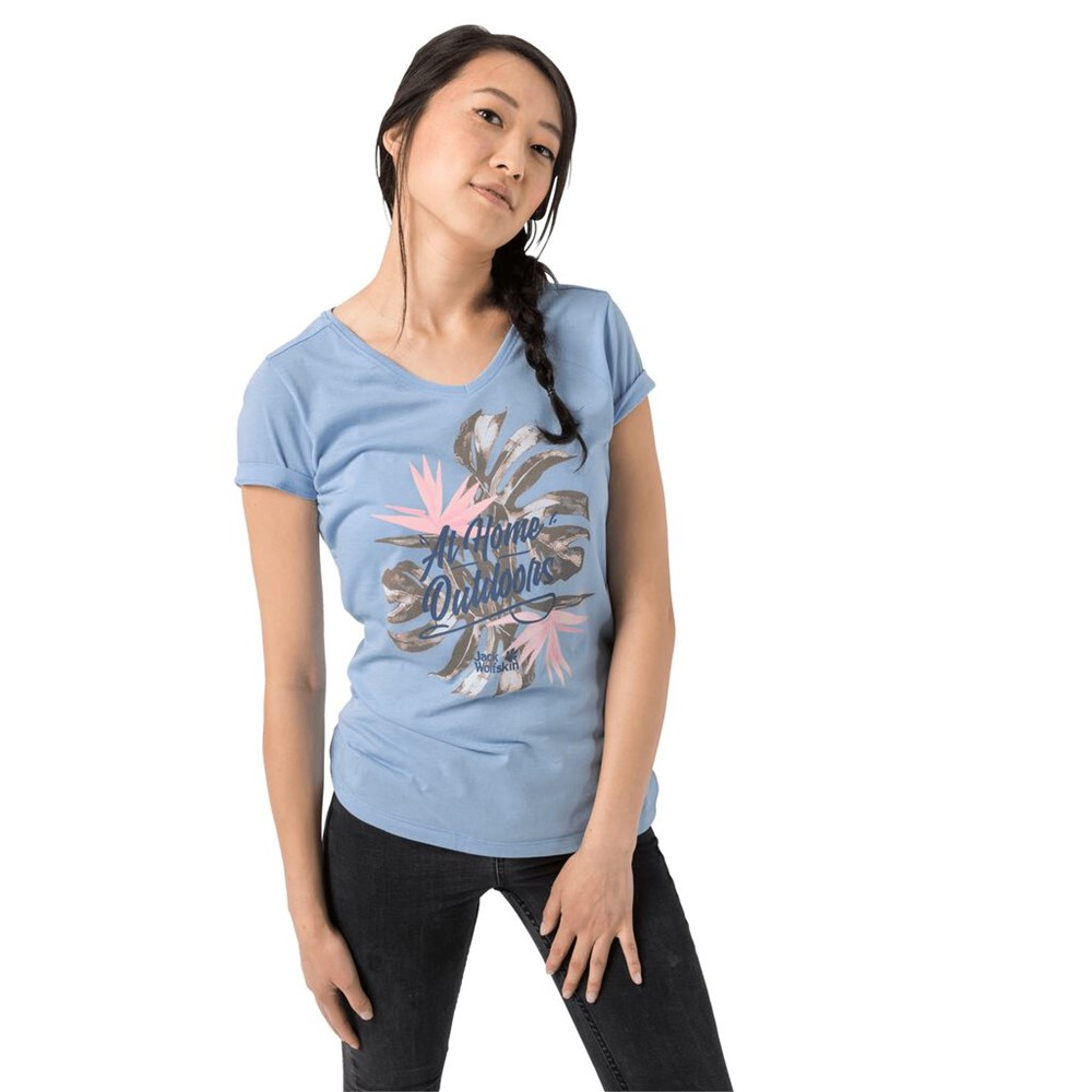 Camiseta Jack Wolfskin At Home Mujer Azules | OP8407213