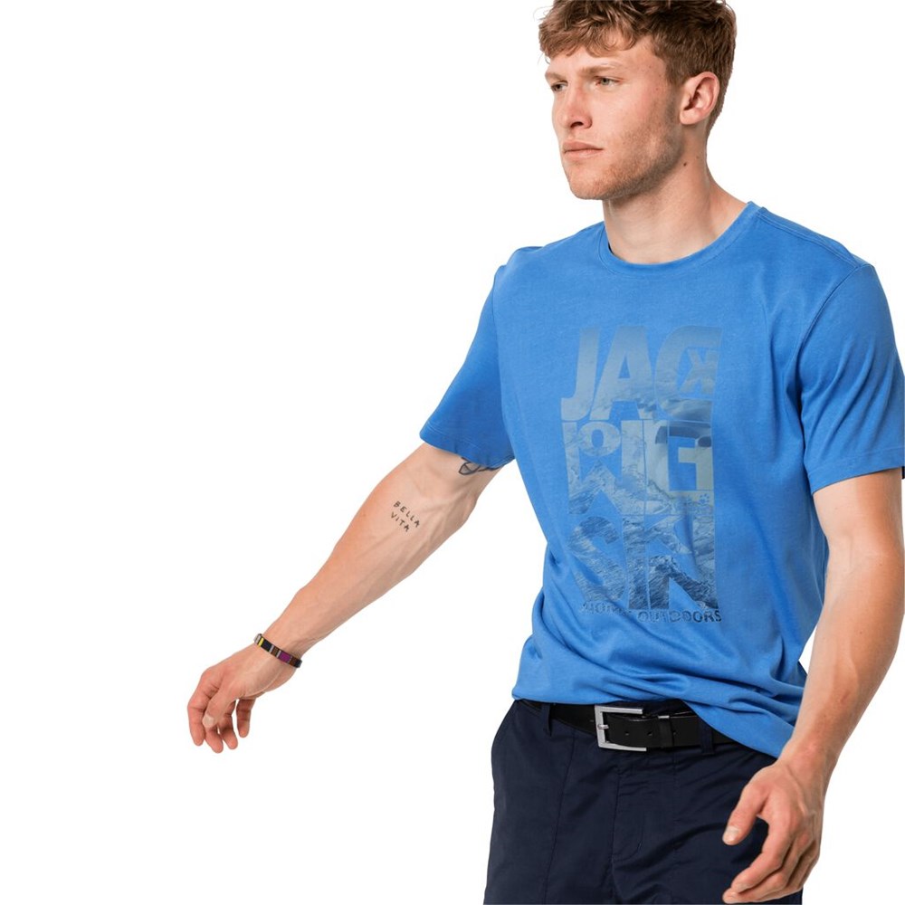 Camiseta Jack Wolfskin Atlantic Ocean Hombre Azules | JM1604392