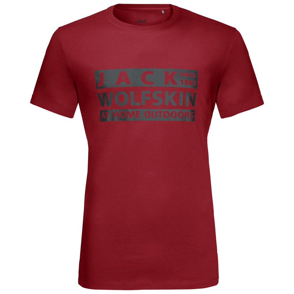 Camiseta Jack Wolfskin Brand Hombre Rojos Oscuro | ZP4935821