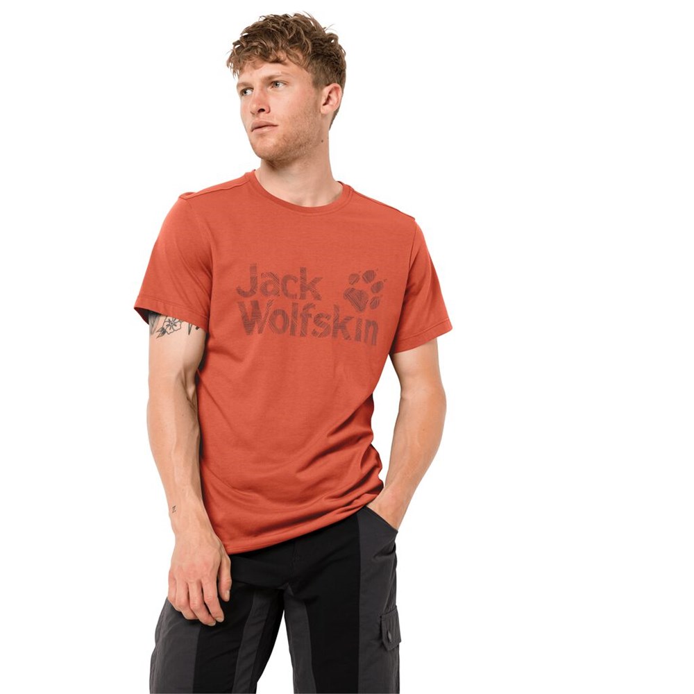 Camiseta Jack Wolfskin Brand Logo Hombre Naranjas | HW4162538