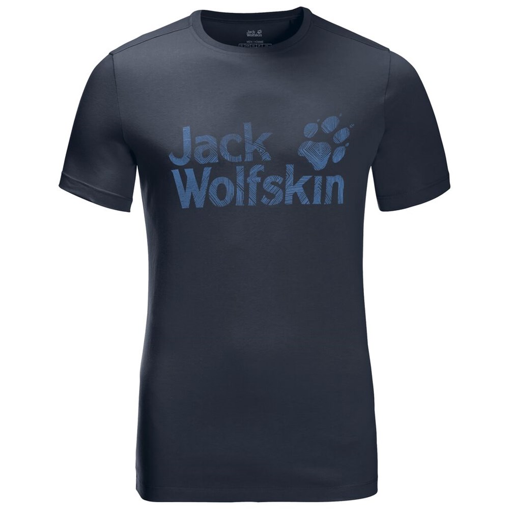 Camiseta Jack Wolfskin Brand Logo Hombre Azules | ZG0491357