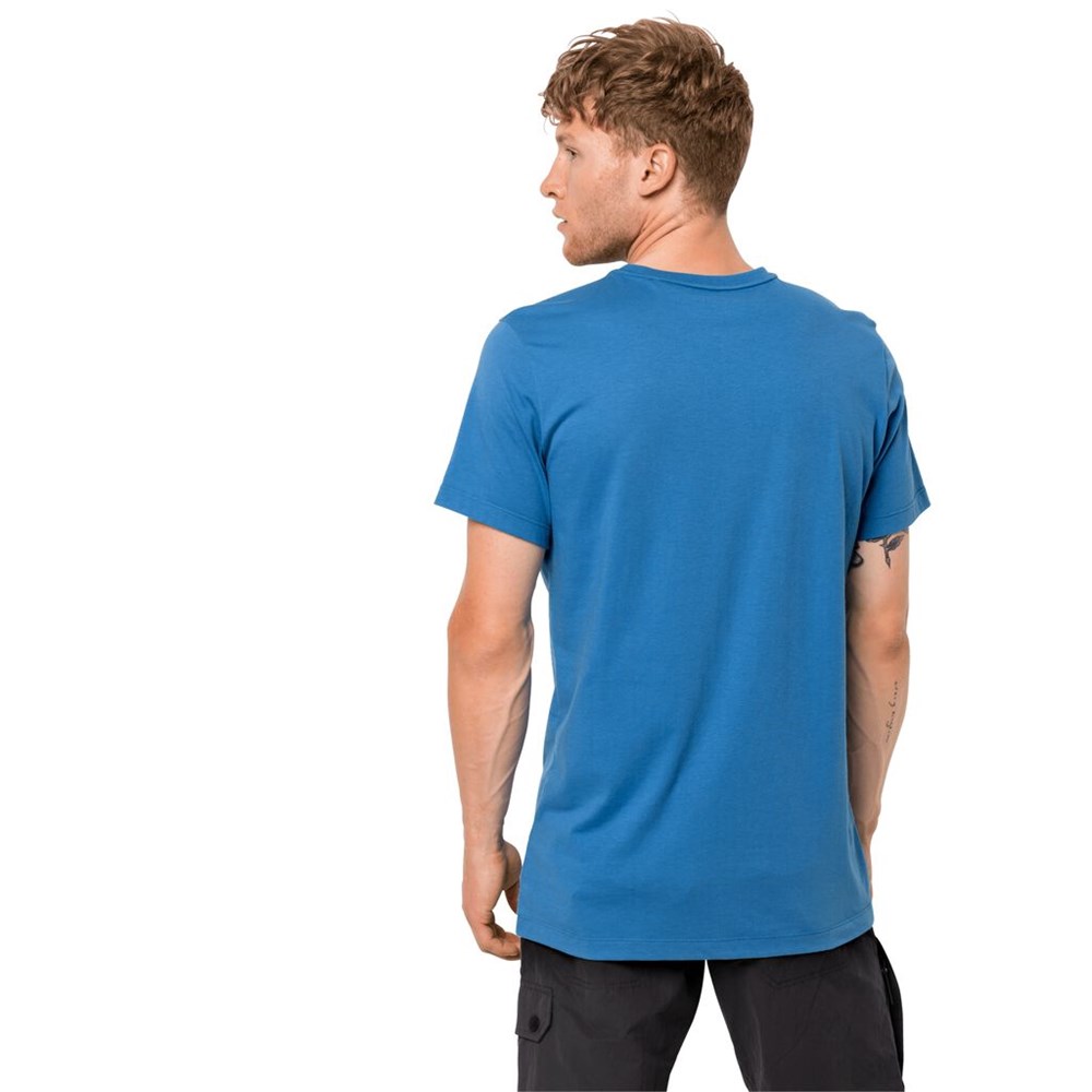 Camiseta Jack Wolfskin Brand Logo Hombre Azules | GF6745093