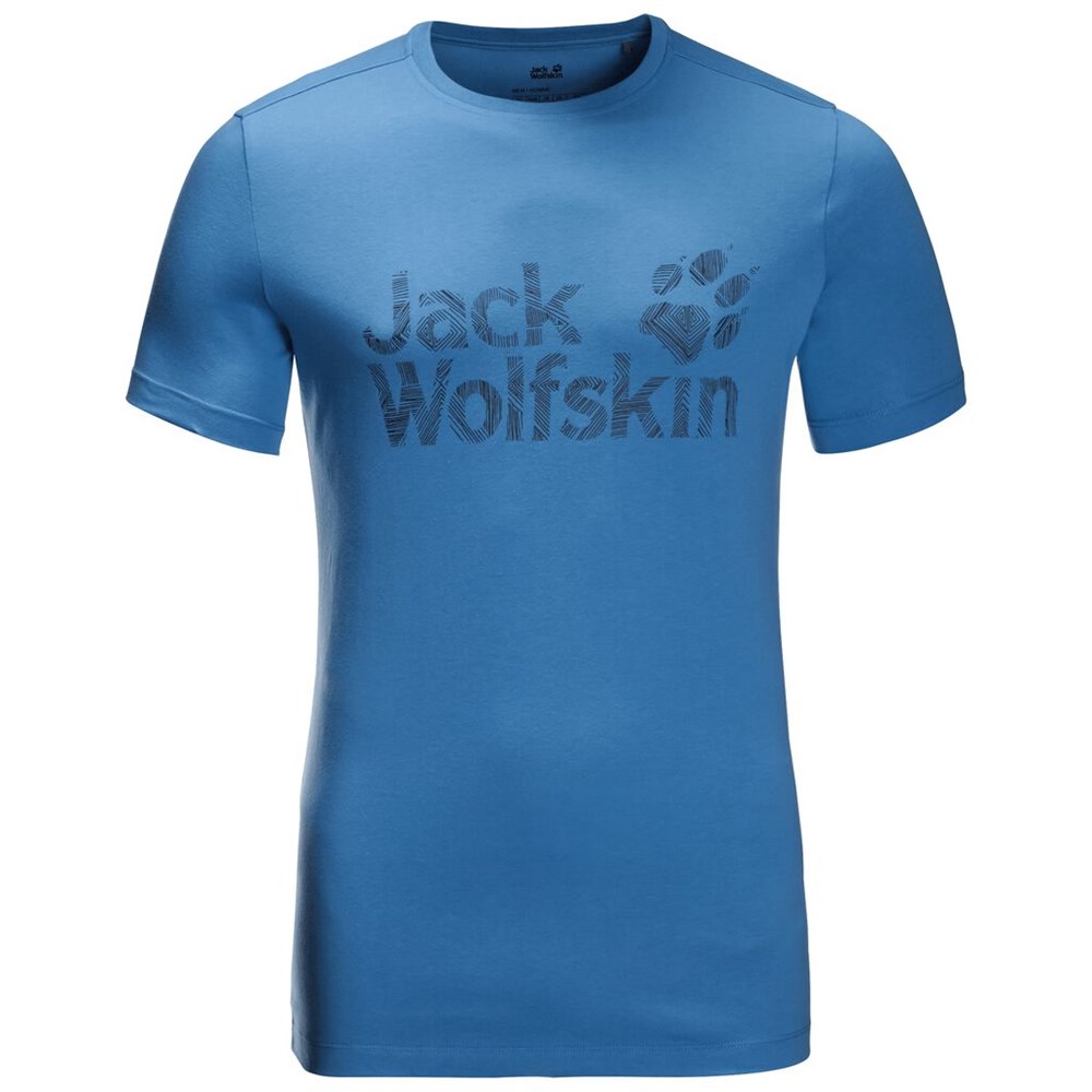 Camiseta Jack Wolfskin Brand Logo Hombre Azules | GF6745093