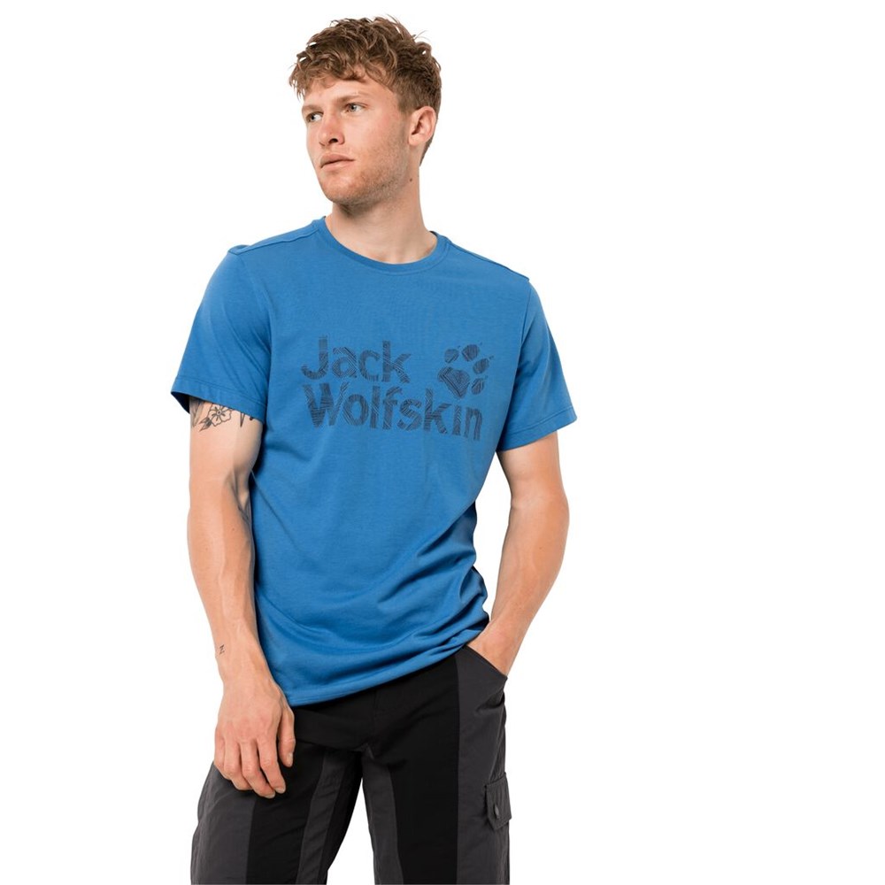 Camiseta Jack Wolfskin Brand Logo Hombre Azules | GF6745093