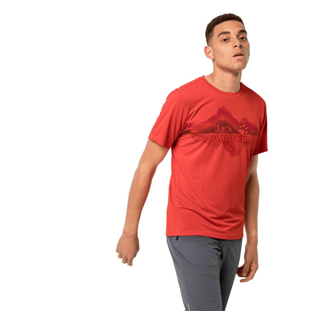 Camiseta Jack Wolfskin Crosstrail Graphic Hombre Naranjas Rojos | US3850964