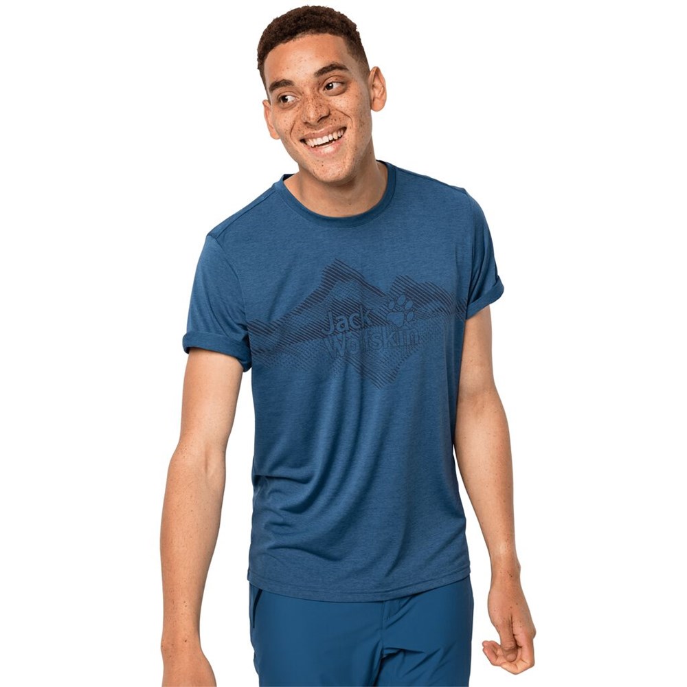 Camiseta Jack Wolfskin Crosstrail Graphic Hombre Azules Azules | CM4528671