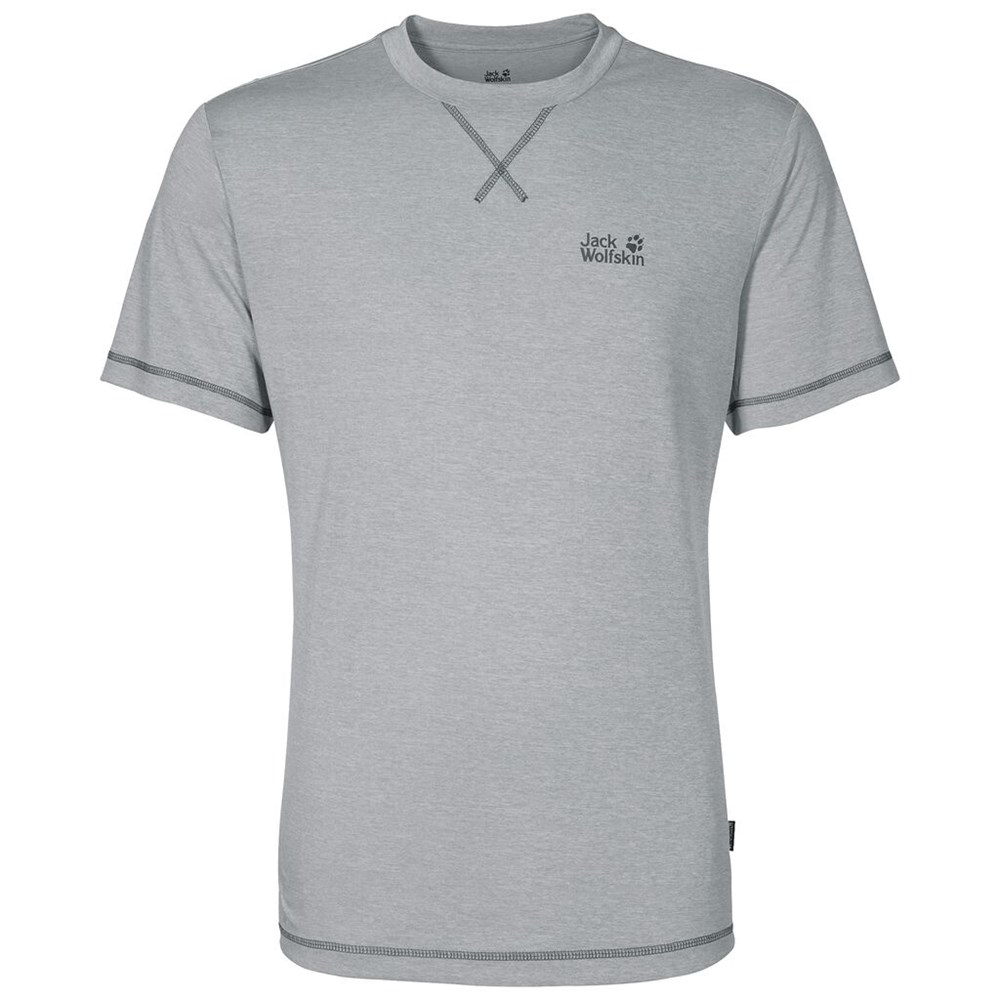 Camiseta Jack Wolfskin Crosstrail Hombre Plateados Grises | IQ7802641