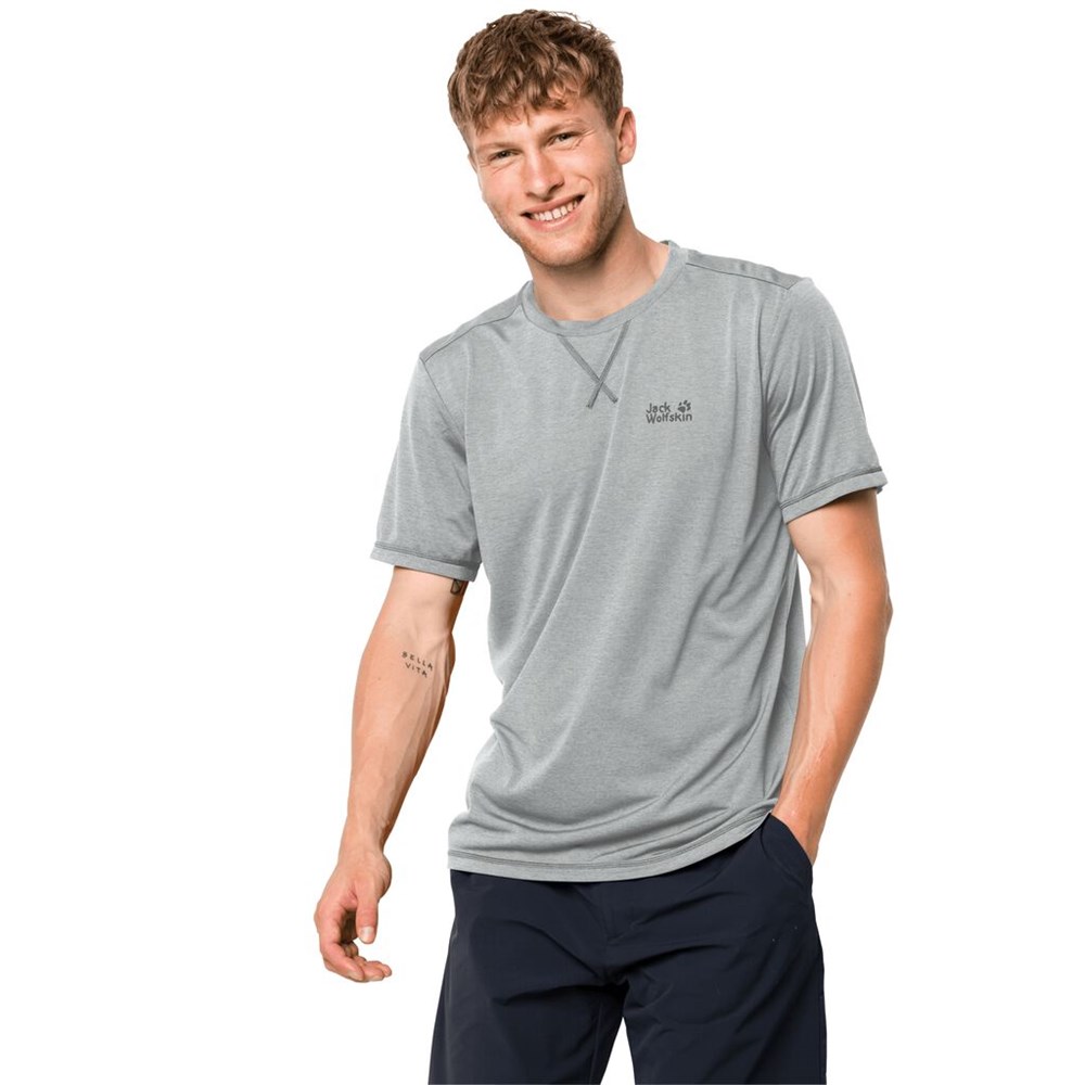 Camiseta Jack Wolfskin Crosstrail Hombre Plateados Grises | IQ7802641